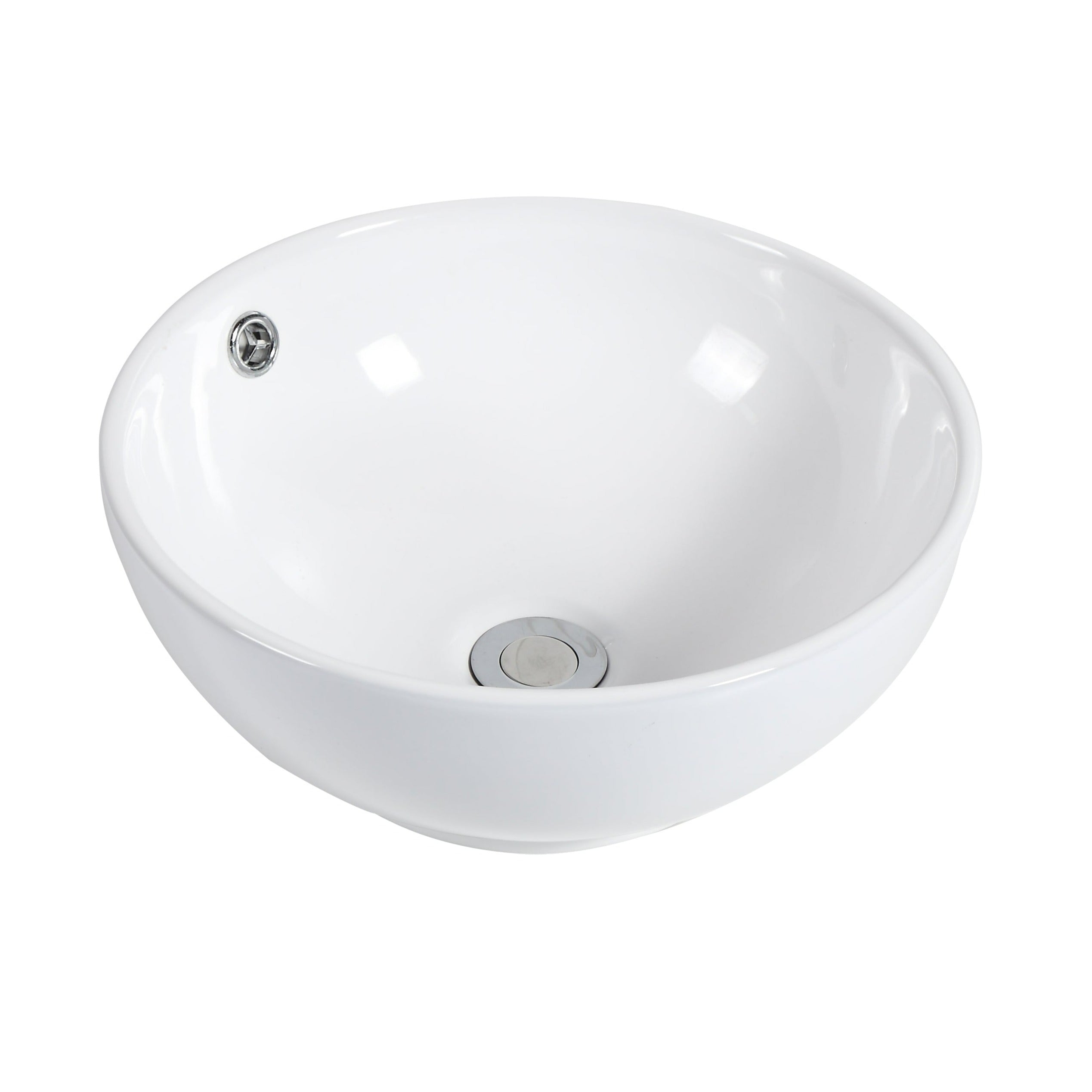 Hot Deal! POSEIDON Round Gloss White Basin with Overflow (380x380x150)