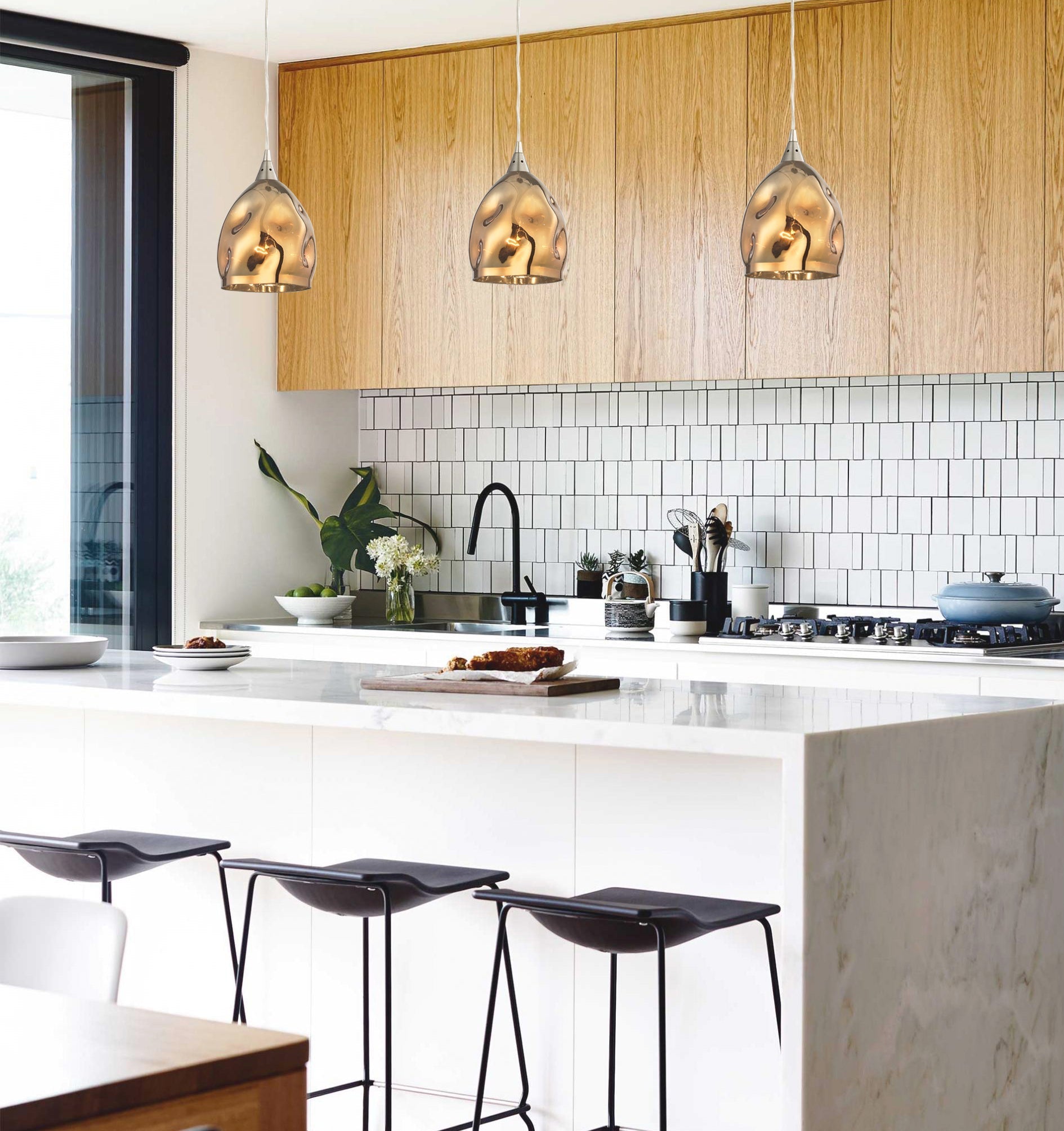 ORDITO: Stunning Abstract Chrome and Glass Ellipse Interior Single Pendant Lights - Great Deal!