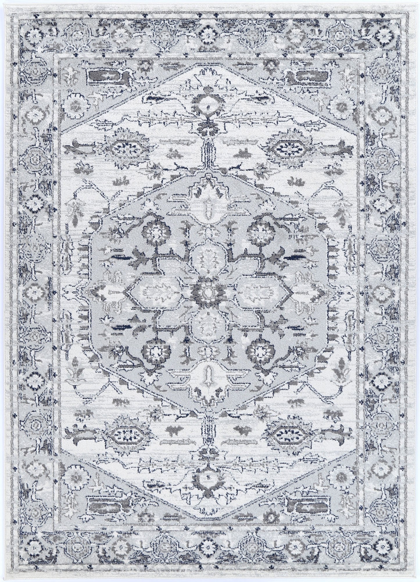 Stylish Grey and White Polypropylene Area Rug from Ligures Collection - Perfect for Any Room