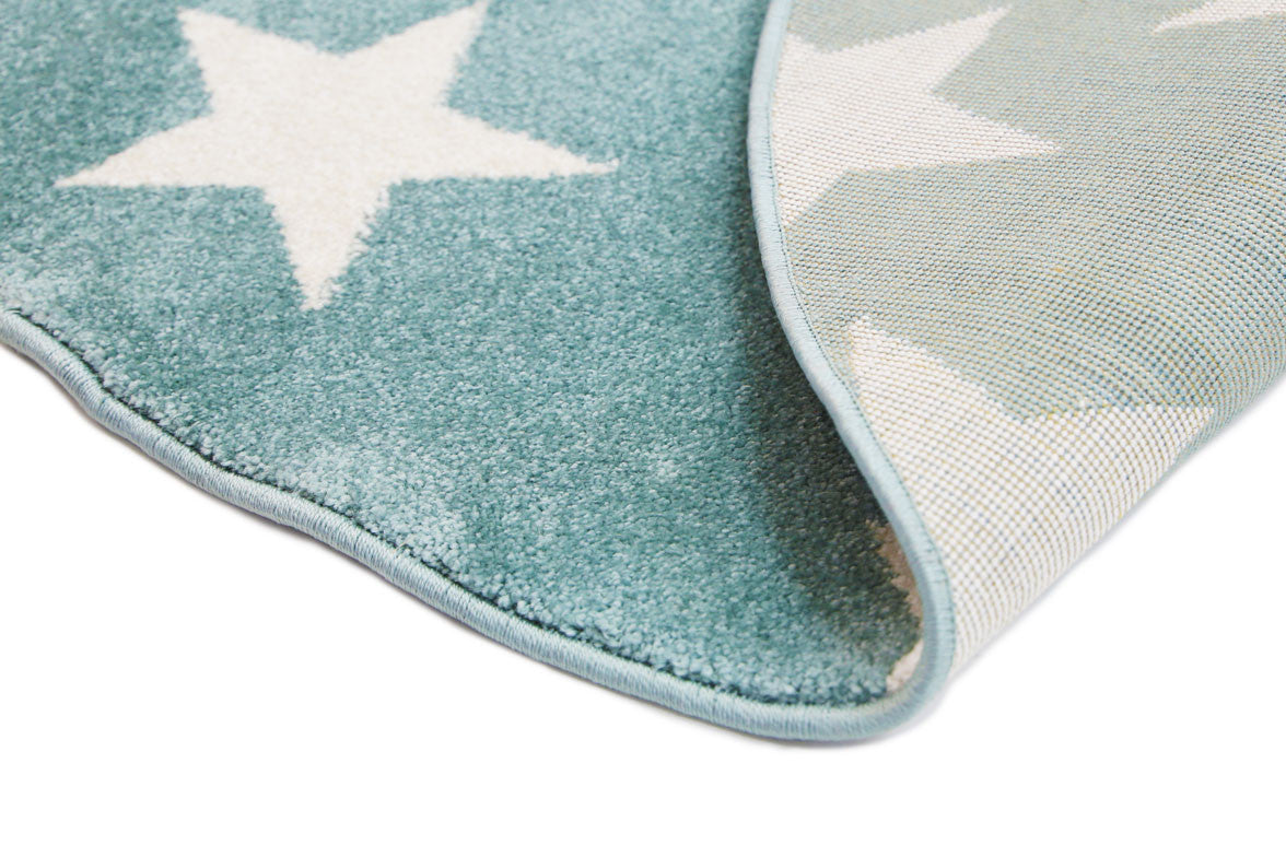 Hot Sale! Piccolo Aqua White Stars Rugs for Kids - Ideal for Both Boys and Girls