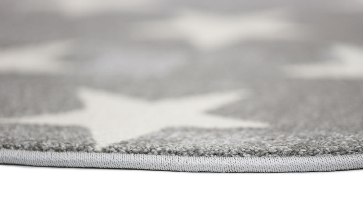 Piccolo Kids Rug in Light Grey and White Stars Design