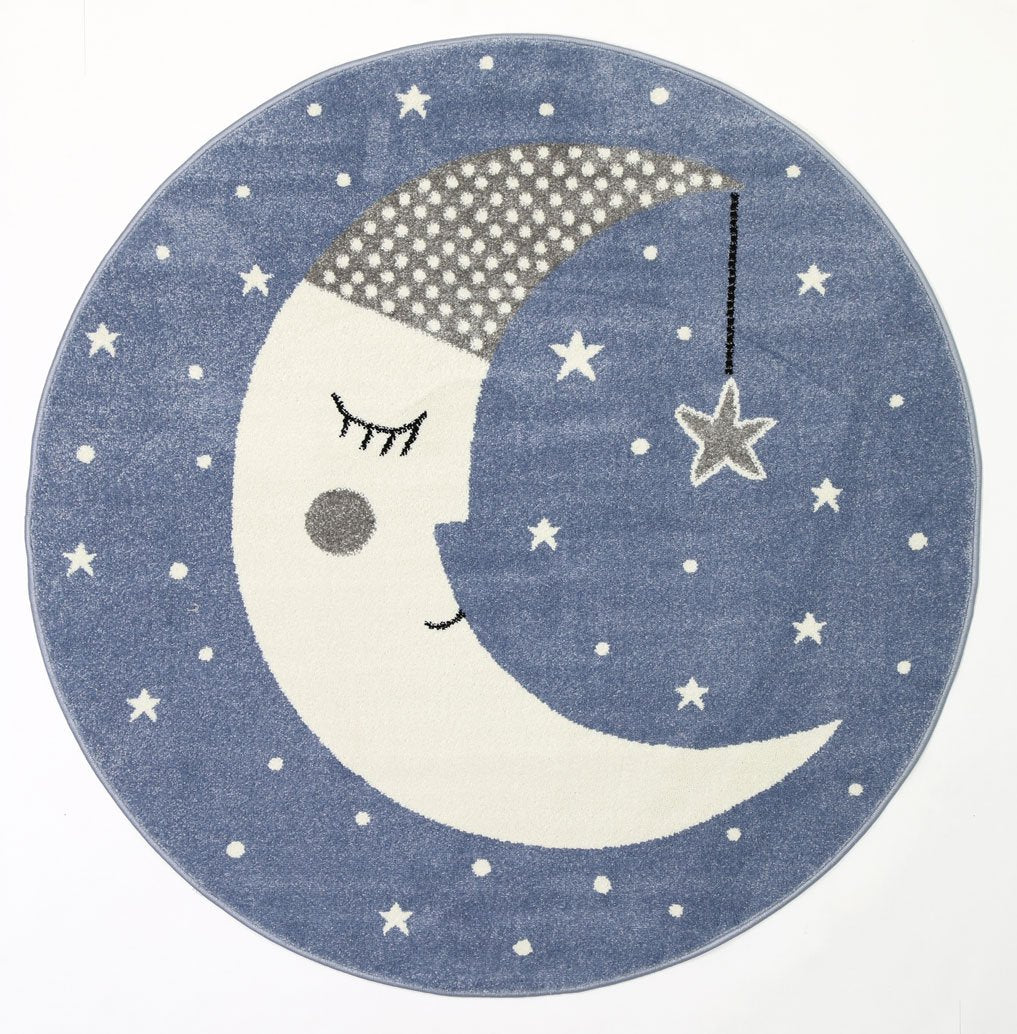 Exclusive Galaxy Blue Goodnight Moon Rug for Kids - Durable and Colorful