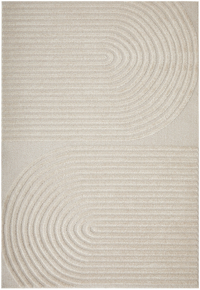 Beige Modern Lotus Abbey Power - Loomed Polypropylene Rug