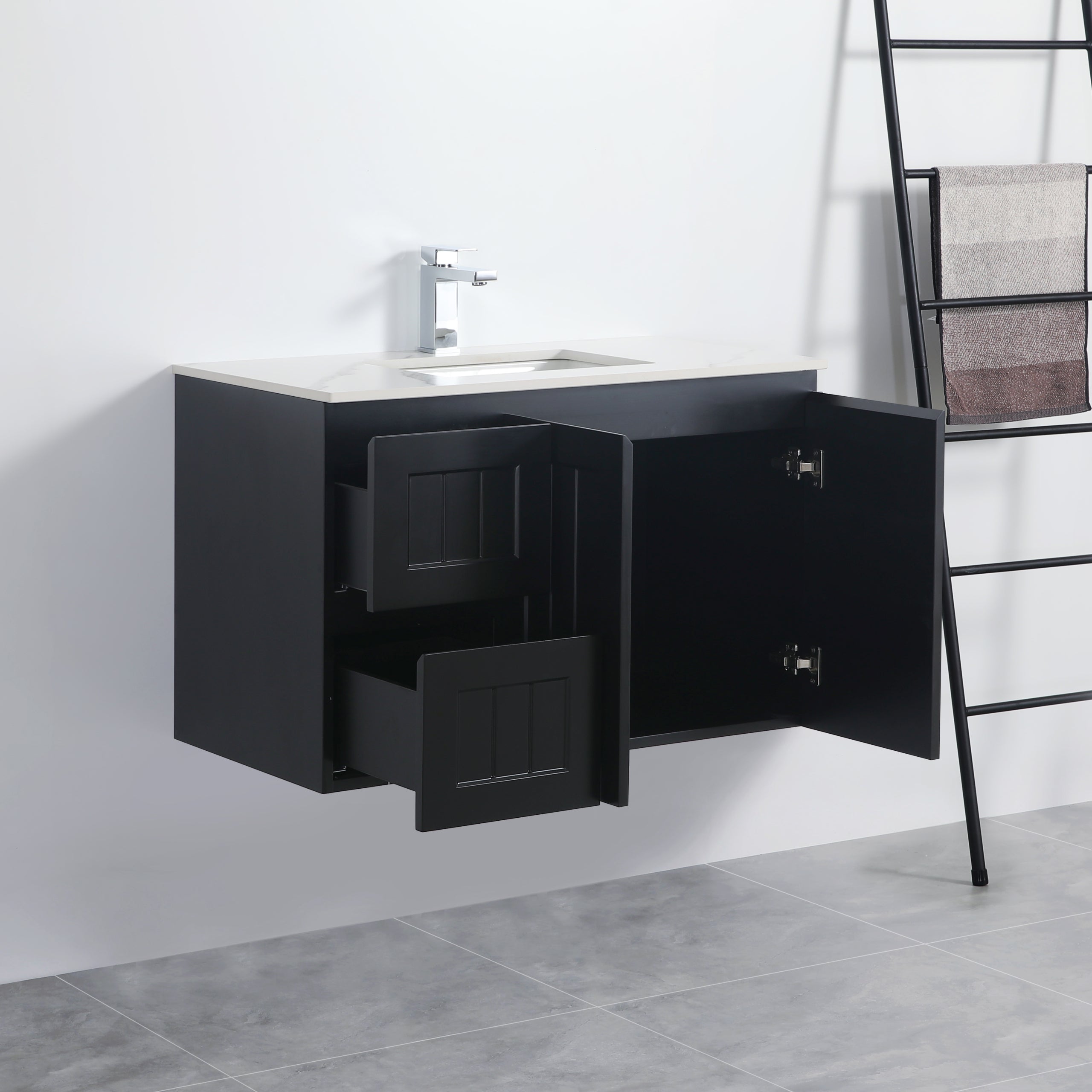Matte Black ACACIA Shaker 900mm PVC Wall-Hung Vanity Unit