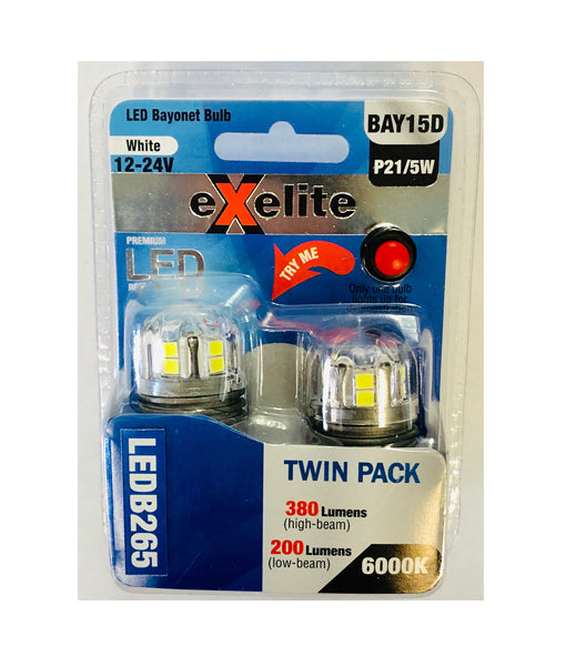 Exelite 2-Pack LED Bayonet Auto Globes - Special Offer