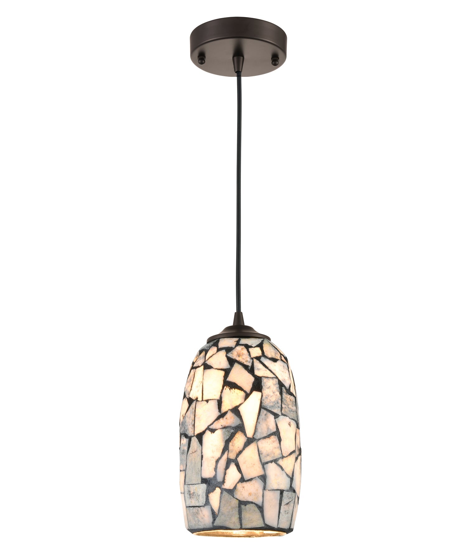 Hand Blown Glass and Stone Mosaic Interior Pendant Lights with GLAZE