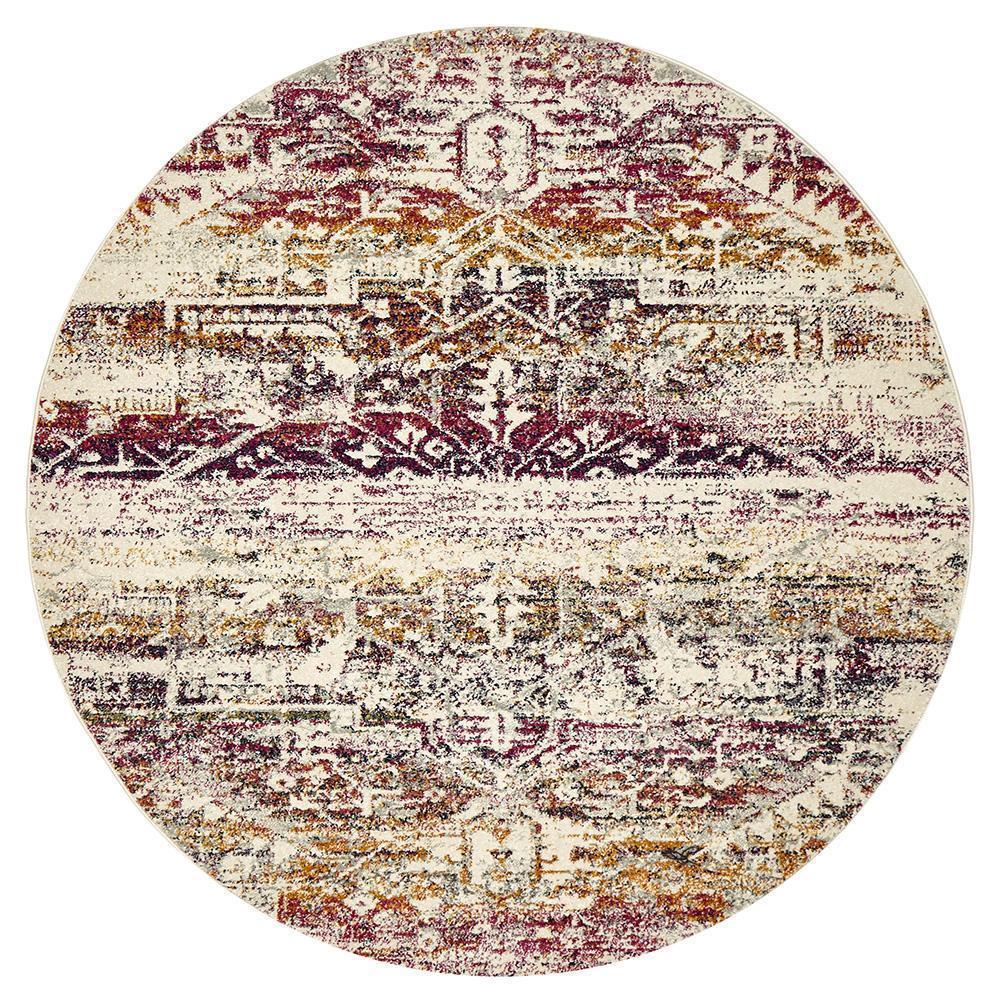 Exquisite Fuschia Round Rug from Museum Lili Collection