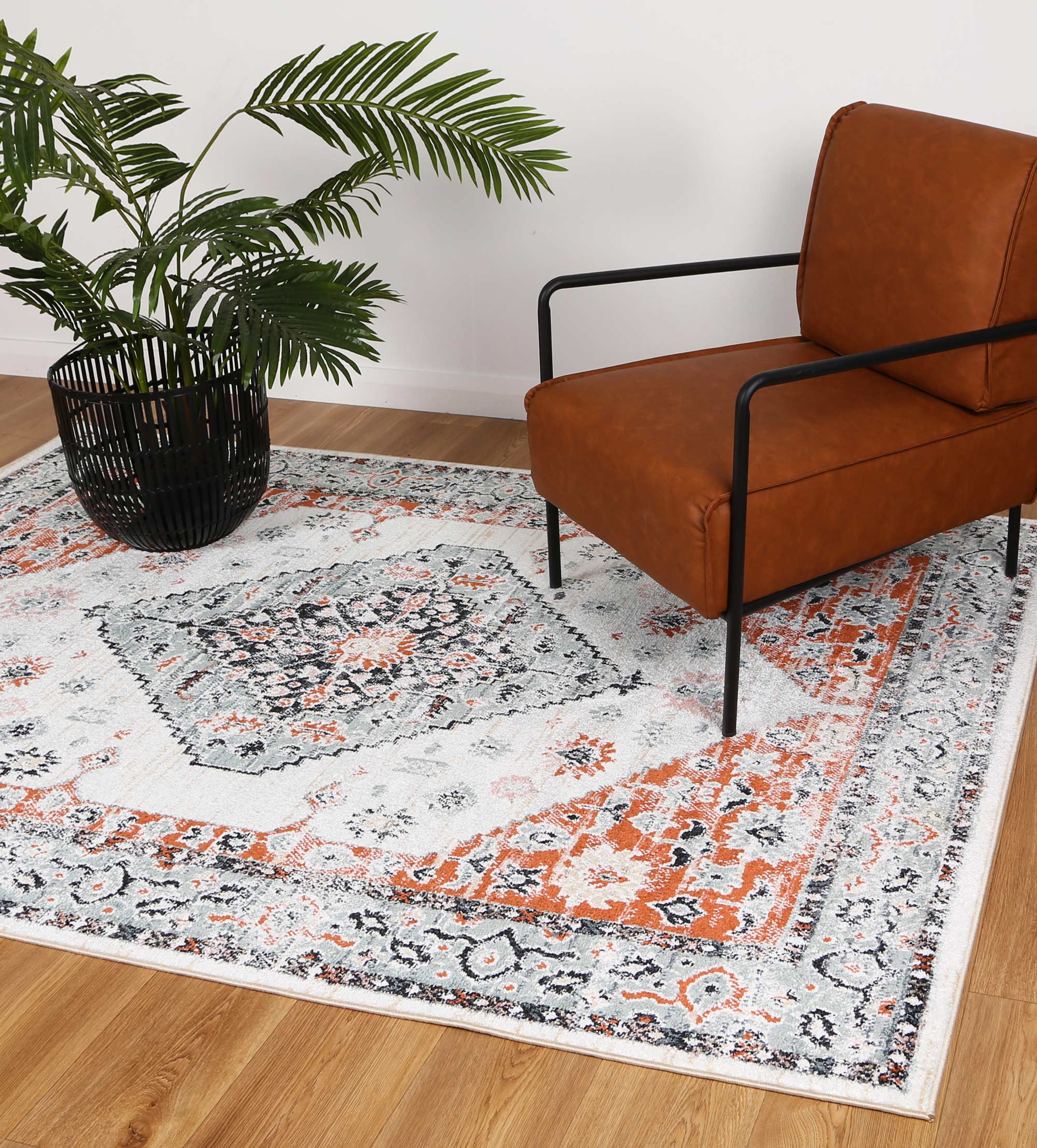 Hot Sale! Anatolia Traditional Cream and Terracotta Color Polypropylene Floor Rug