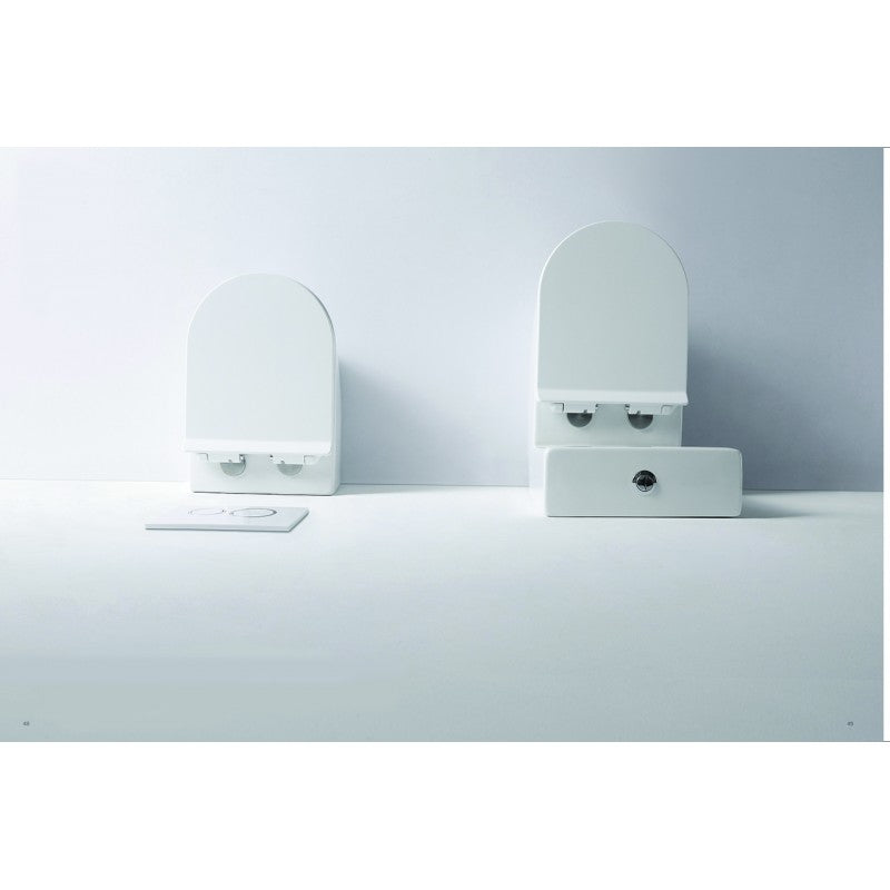 European-Style Rimless Nano Glaze Gloss White Wall-Hung Toilet with German Soft-Close Seat
