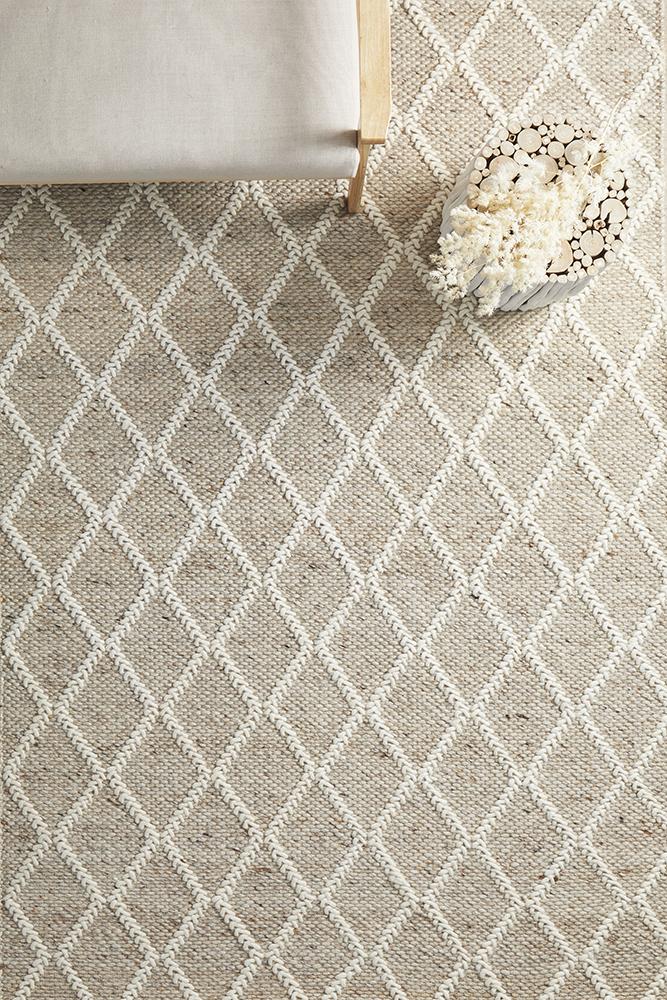 Stunning Huxley Natural Flatwoven Wool & Polyester Rug for Contemporary Spaces