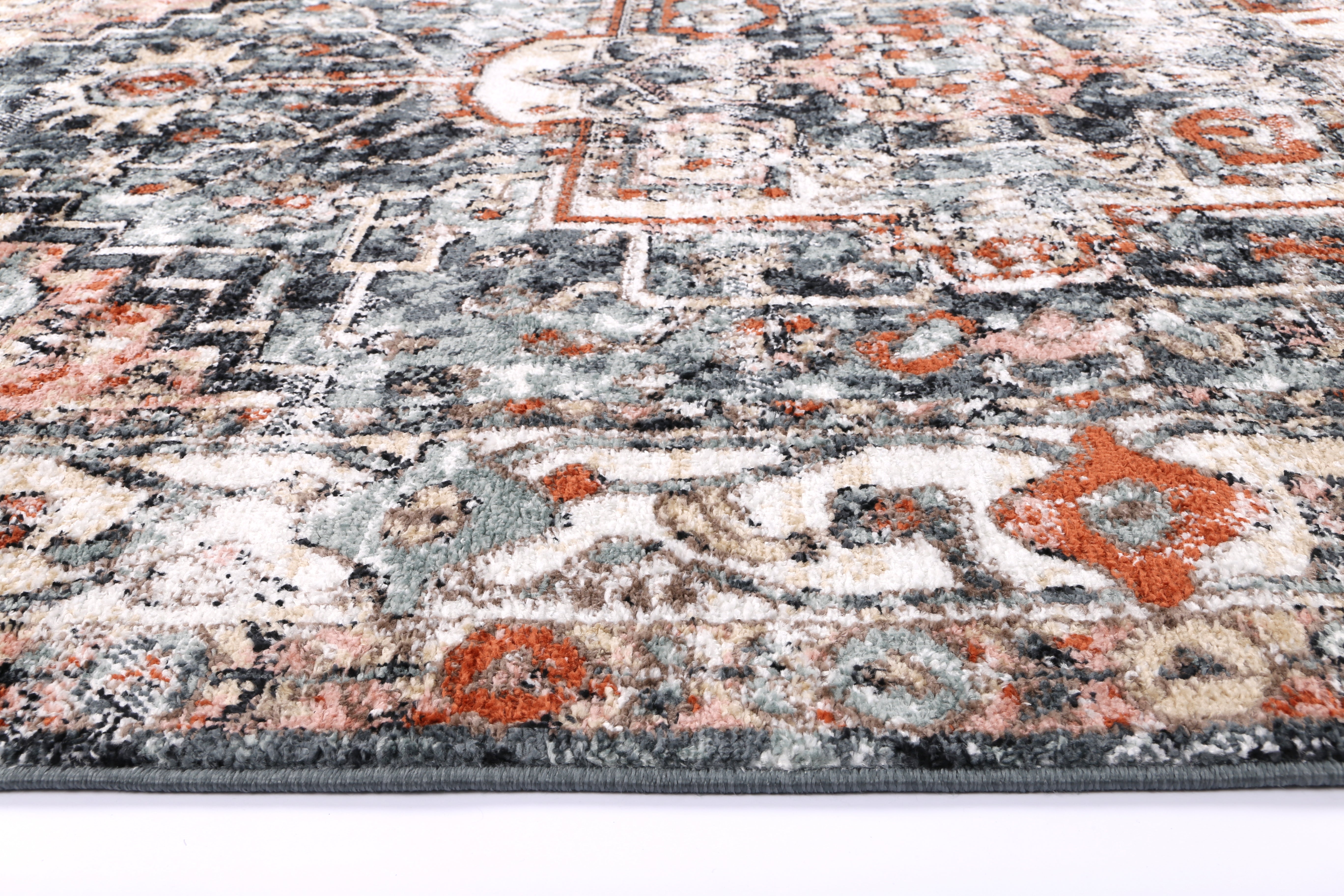 Anatolia Traditional Polypropylene Charcoal Rug - Ideal for High - Traffic Areas, Kid & Pet - Friendly