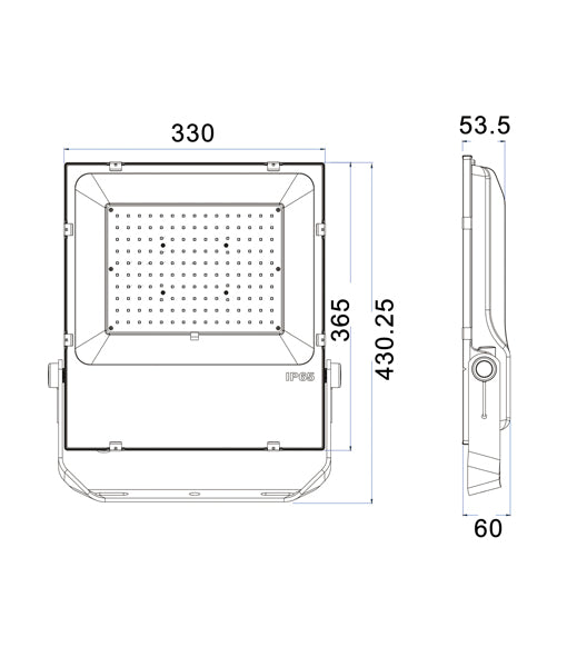 150W IP65 LED Flood Light with Angled Bracket for Easy Installation