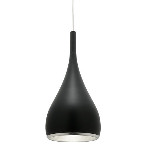 Matt Black Aero-Style Pendant Light with Flexible Cord
