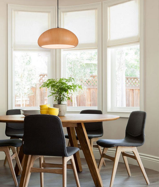 LIGNA Retro-Style Wood Replica Dome Aluminium Pendant Lights for Indoor Use