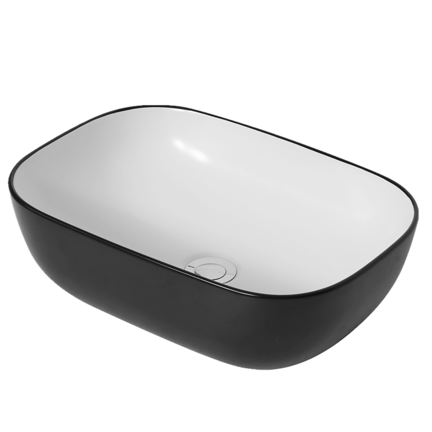 POSEIDON Black & White Rectangle Basin (465x320x137) - Great Deal!