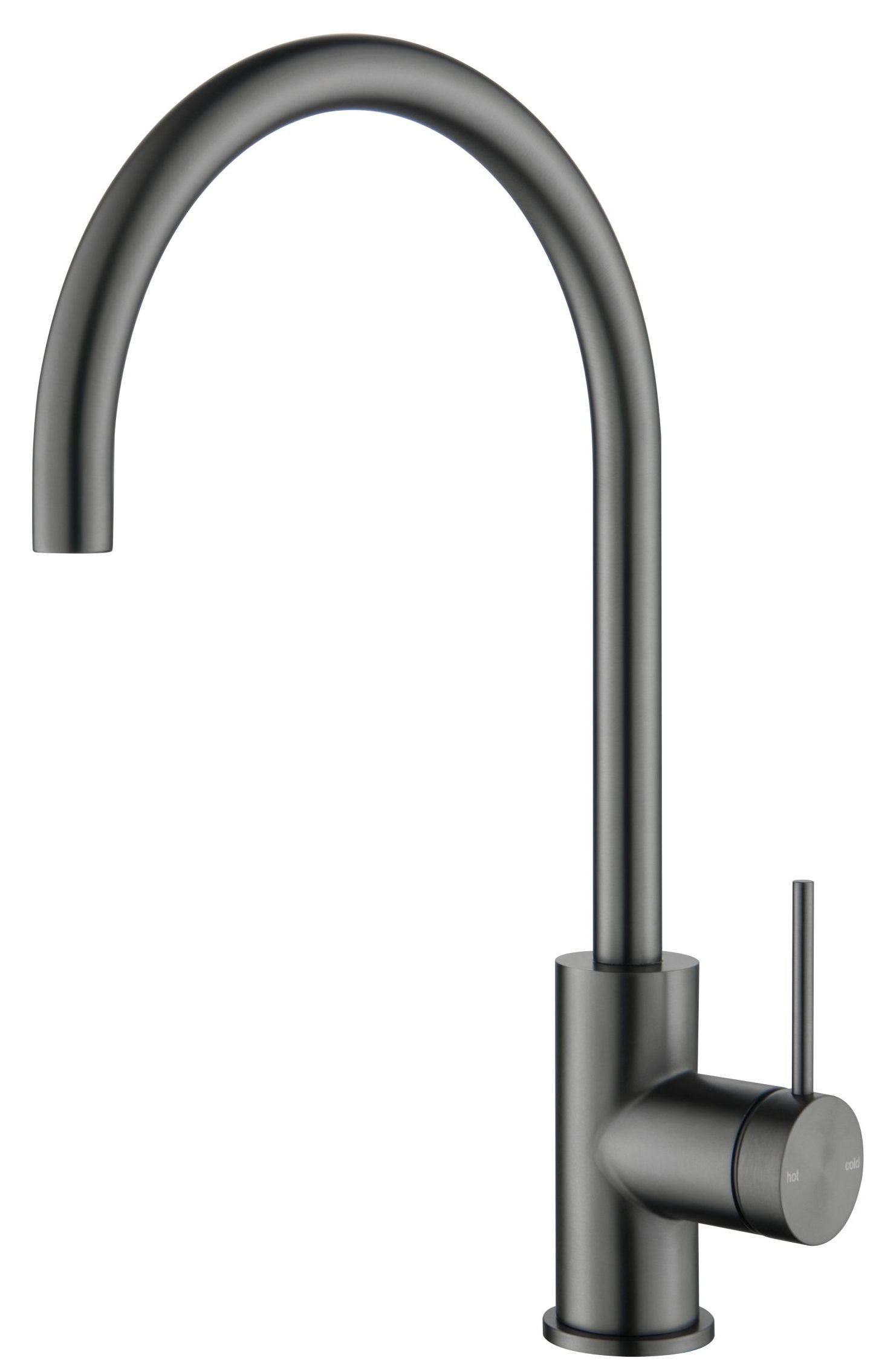 Brushed Gun Metal Mica Gooseneck Kitchen Sink Mixer with Modern Style
