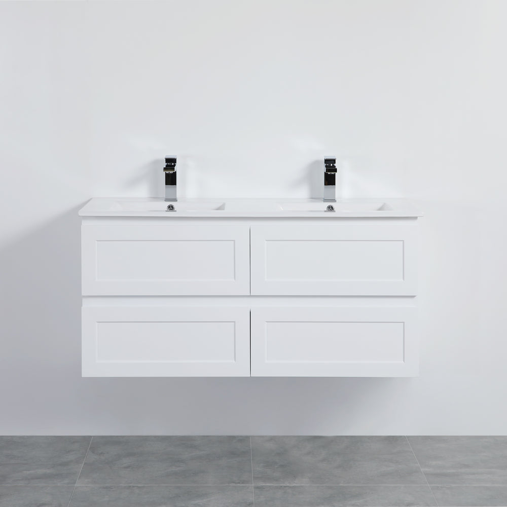 1200mm Fremantle PVC Wall Hung Vanity (Matte White) - Single/Double Bowl | Hot Sale