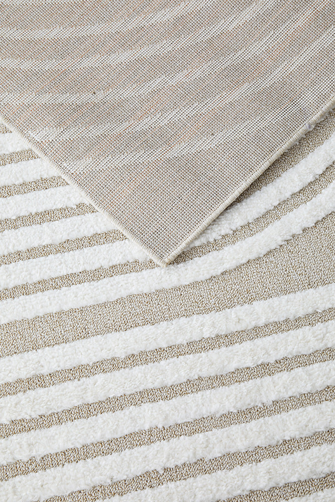 Modern Polypropylene Power - Loomed Lotus Abbey Mixed Rug in Beige & White