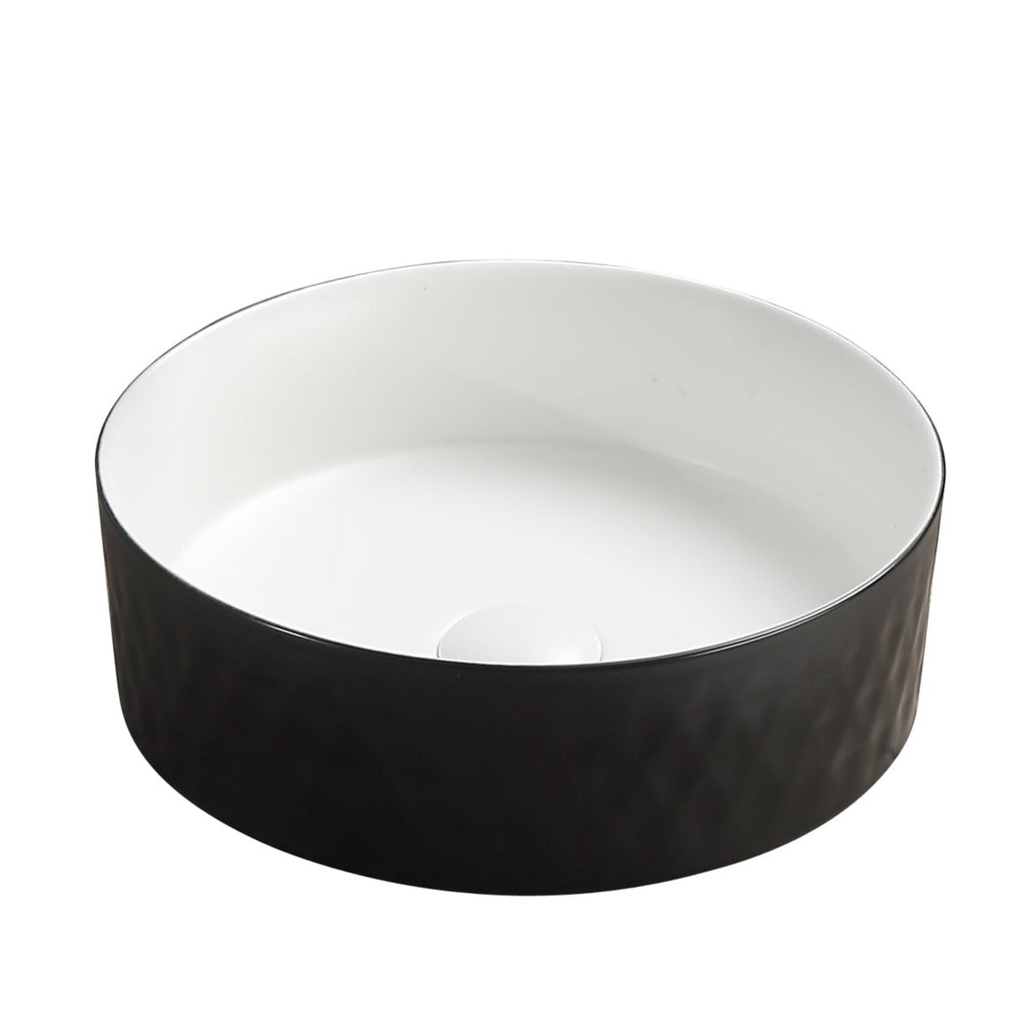 Black and White Round Ceramic Basin with Slim Design (360x360x120)