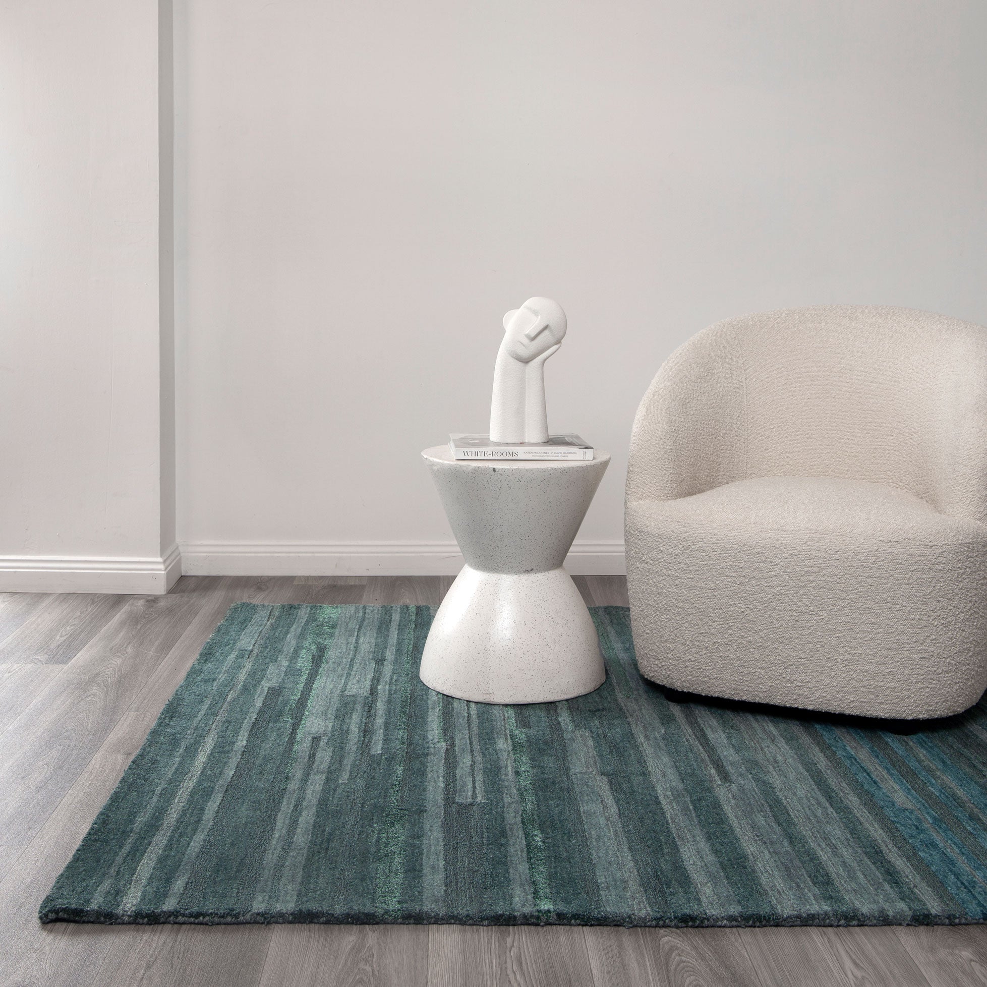 Exclusive Les Nomades Teal Wool Linear Rug on Sale
