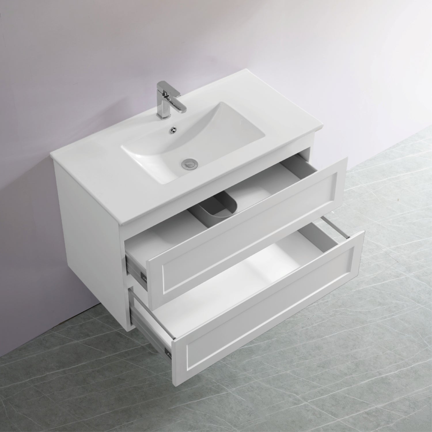 900mm Matte White Fremantle Premium PVC Wall Hung Vanity Cabinet