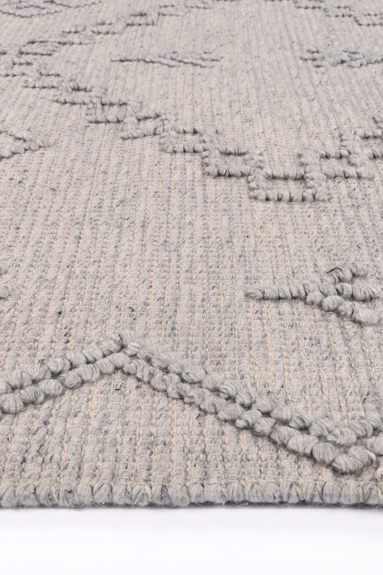 Grey Anjuna Aztec Wool Blend Rug without Tassels