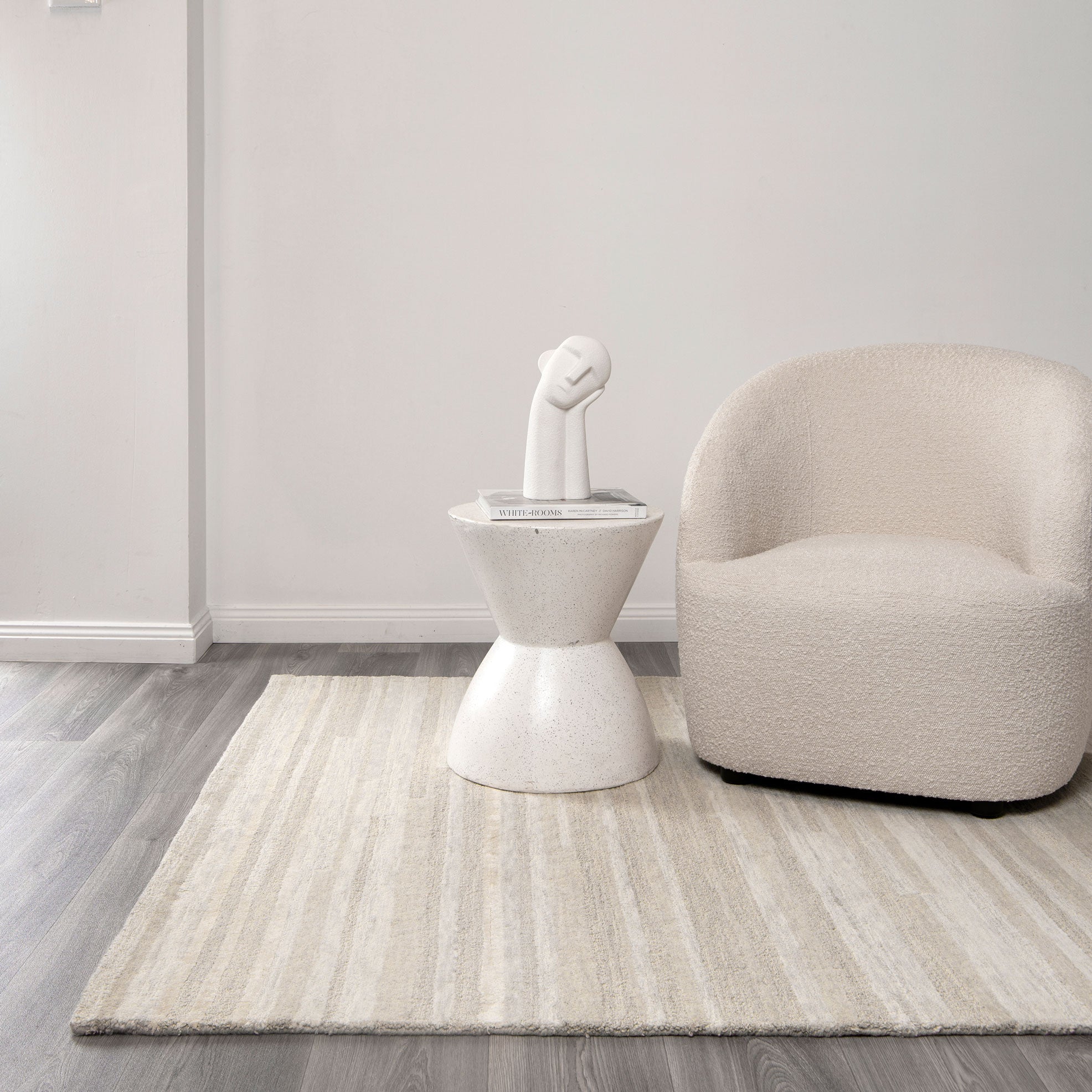 Discount Les Nomades Beige Linear Wool Area Rug for Modern Decor
