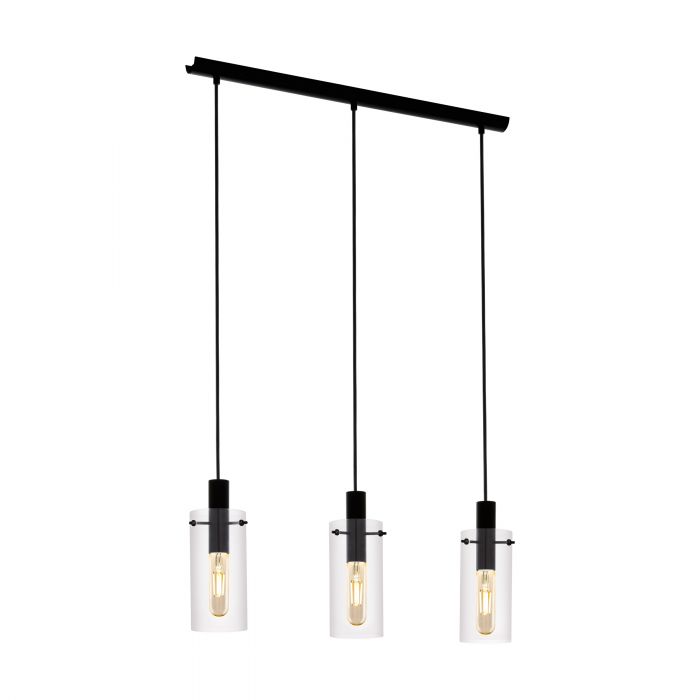 Stylish MONTEFINO Black Steel Pendant Light with Clear Glass