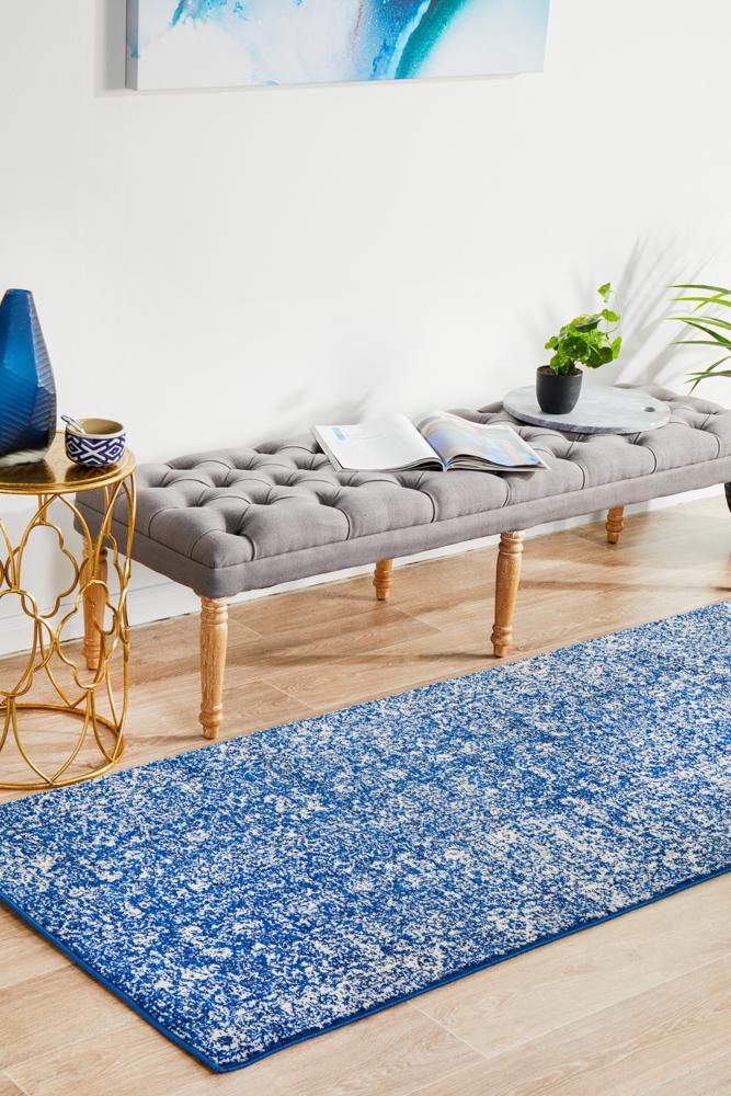 Hot Deal! Evoke Oasis Navy Transitional Runner Rug