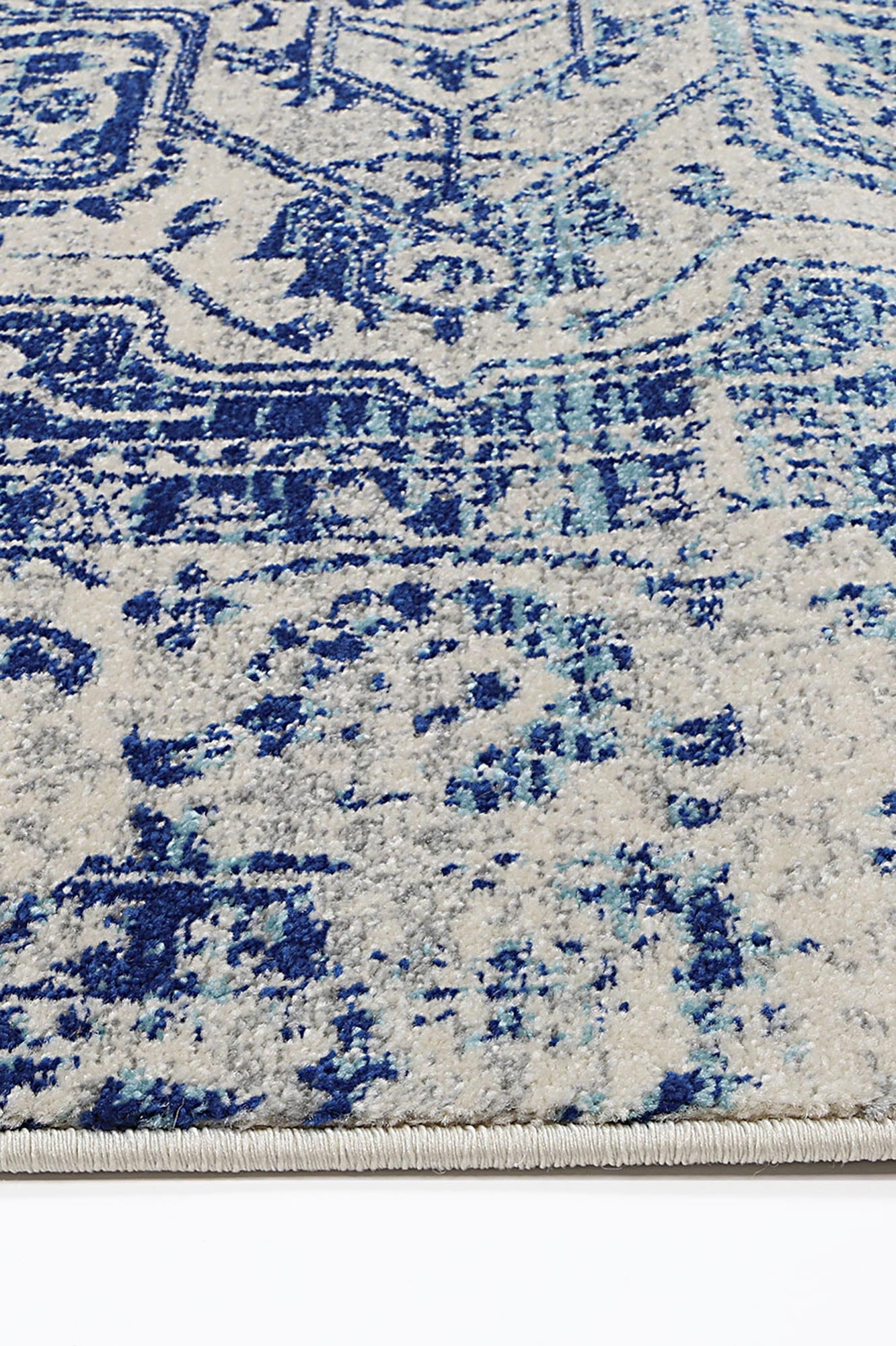 Special Offer! Exquisite Ivory and Navy Audrey-Style Area Rug for Your Home