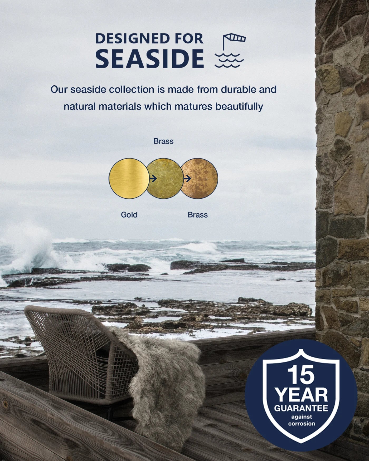 Nordlux Polperro Brass Wall Light - Ideal for Outdoor Coastal Areas