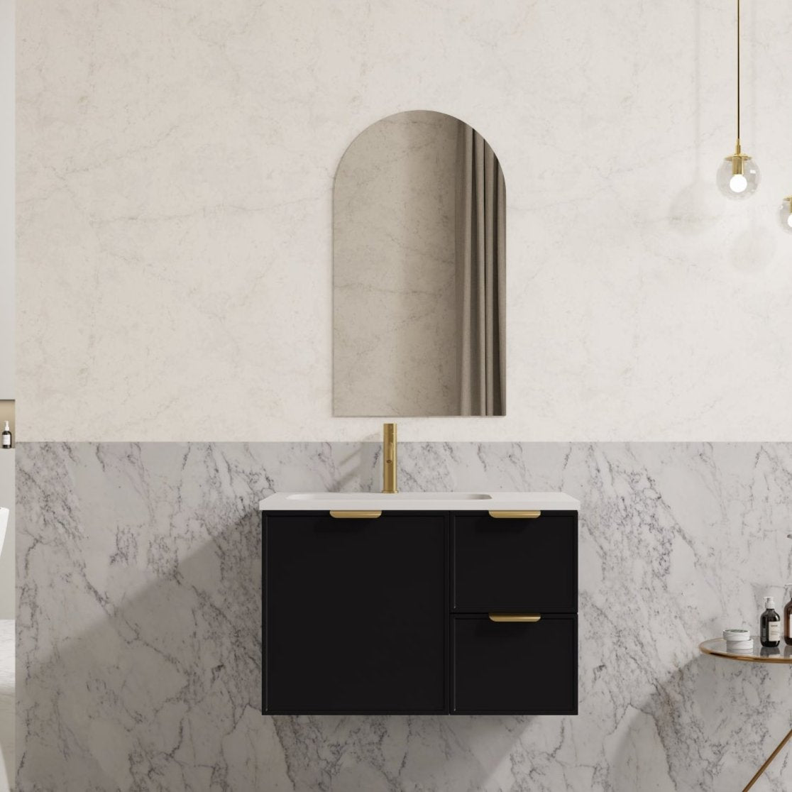 750mm Miami Matte Black Wall - Hung PVC Bathroom Cabinet