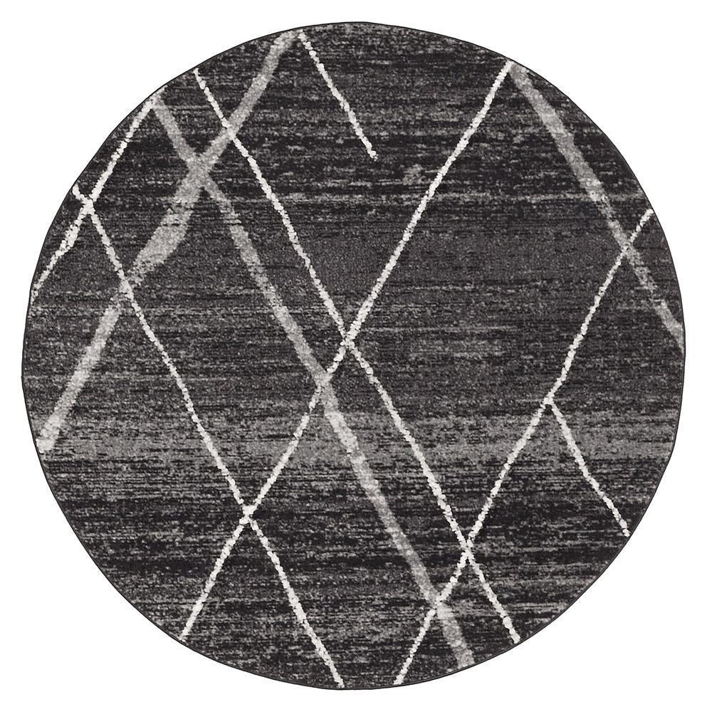 Hot Deal! Oasis Noah Charcoal Round Contemporary Rug