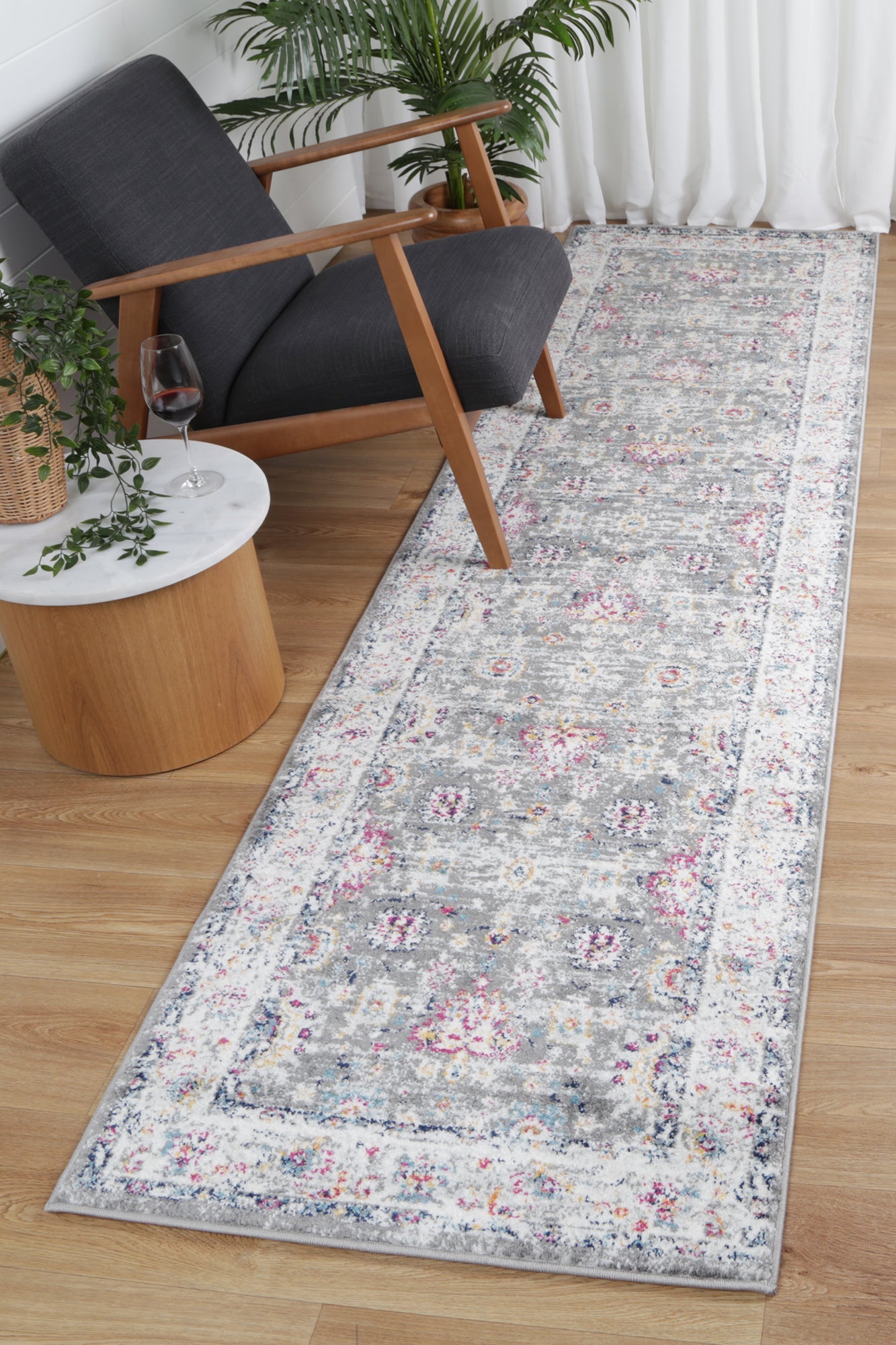 Ligures Grey Multi Traditional Rug - Trendy & Durable
