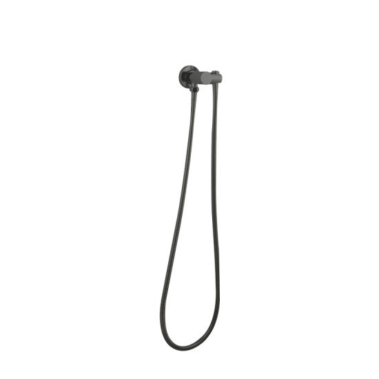 Pentro Round Shower Holder with Gun Metal Grey Finish, Wall Connector & 1.5m Hose