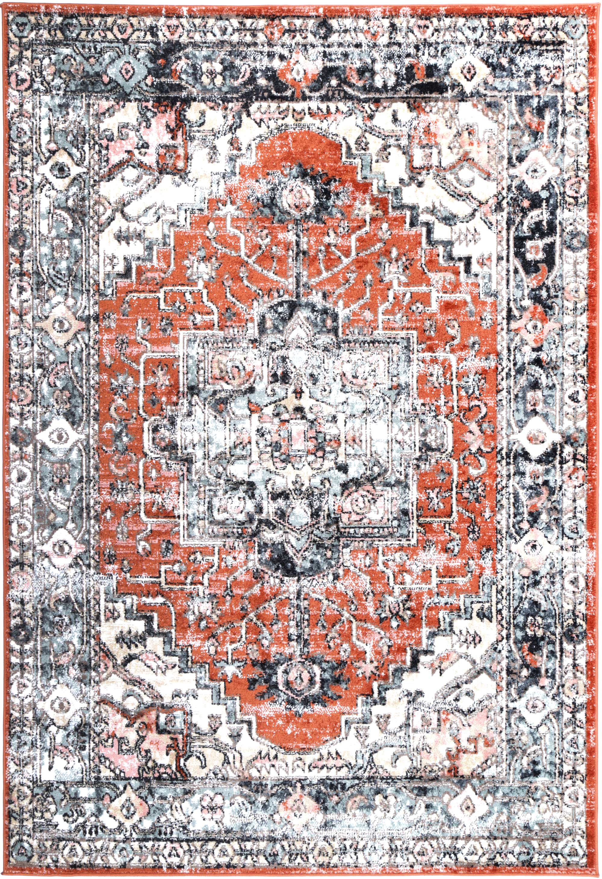 Anatolia High - Grade Polypropylene Traditional Terracotta Rug for High - Traffic Areas