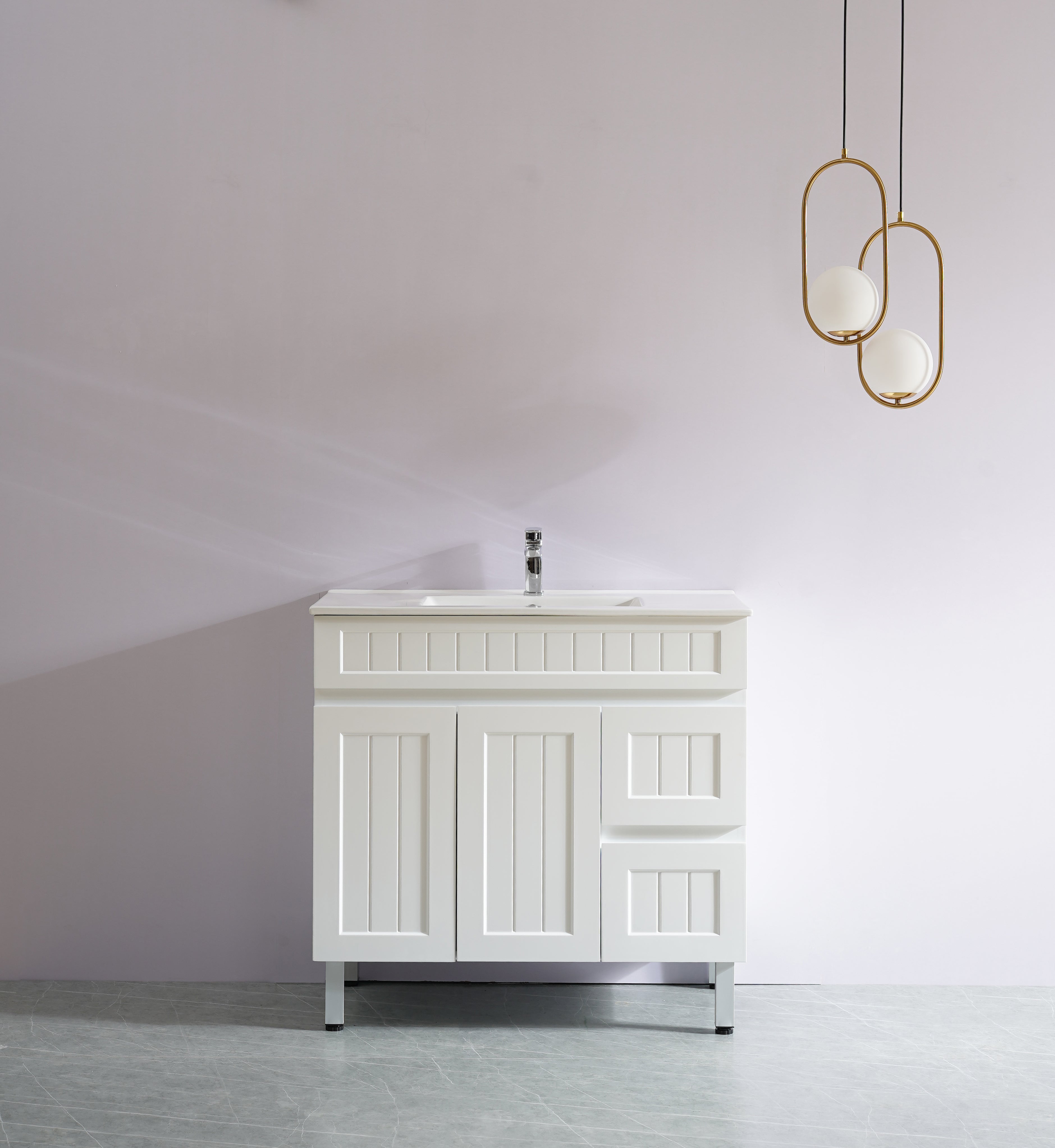 Exclusive Sale! Acacia 900mm Matte White PVC Floor Standing Shaker Vanity