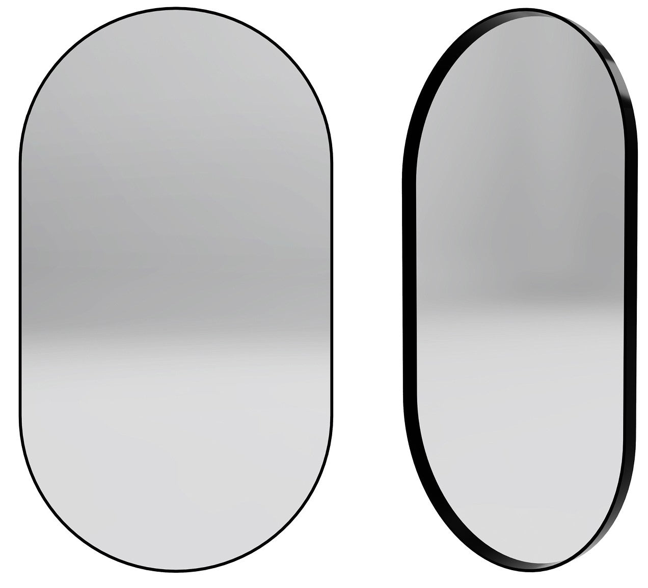 Hot! Poseidon Matte Black Oval Framed Mirror - 900/1000mm