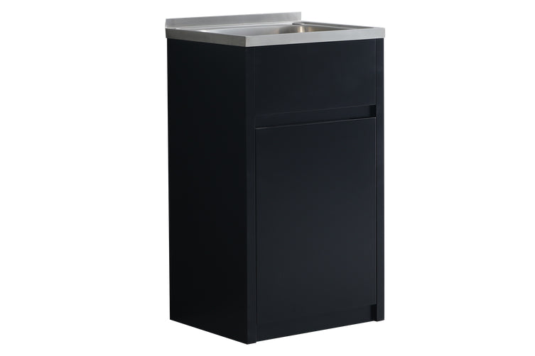 Exclusive Offer! 35L Stainless Laundry Tub with PVC Cabinet in Matte White/Black (454x555x890mm)