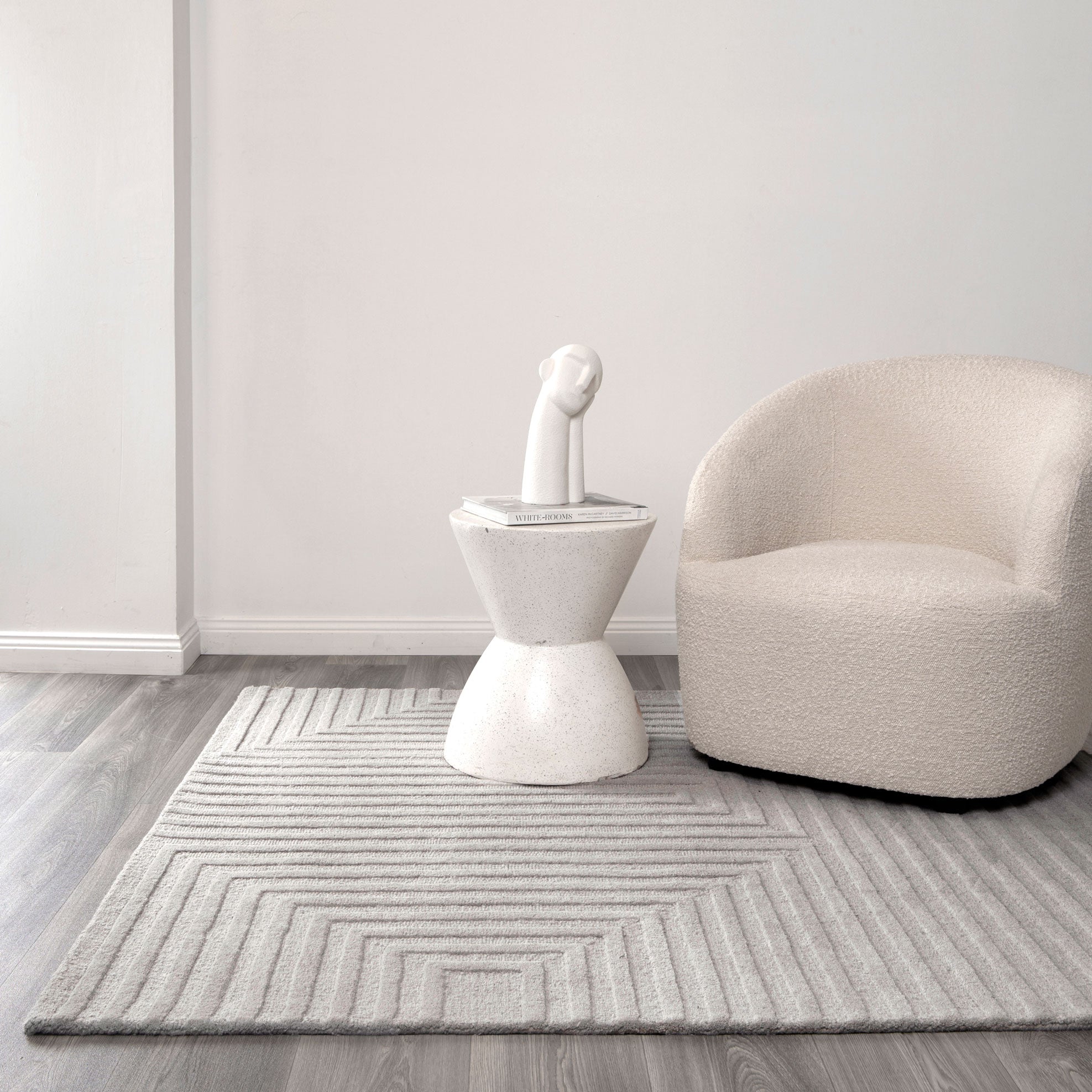 Les Nomades Felix Light Grey Wool Rug - Luxury Decor Deal