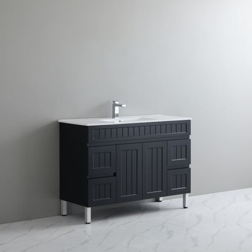 1200mm Single Bowl ACACIA PVC Shaker Floor Standing Vanity