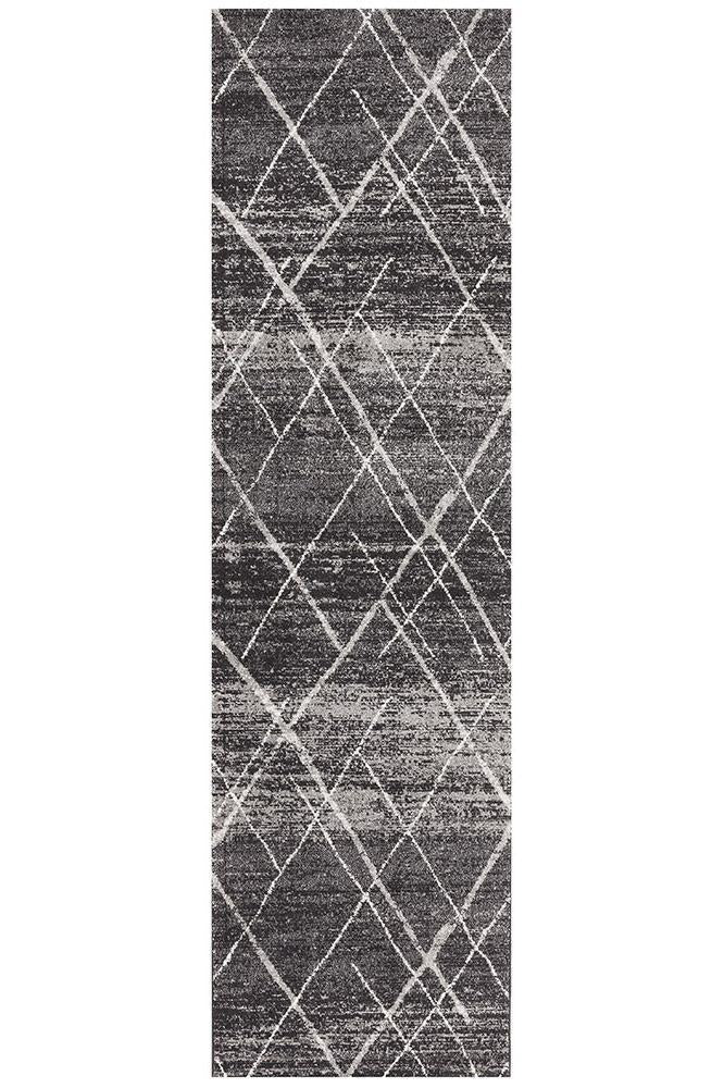 Hot Sale! Oasis Noah Contemporary Charcoal Runner Rug with Bohemian/Tribal Style