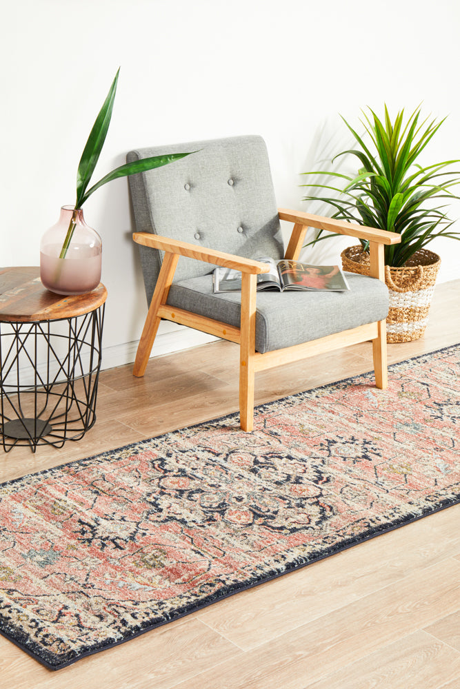 Legacy 851 Bohemian-Style Brick Runner Rug with Diamond Emblem