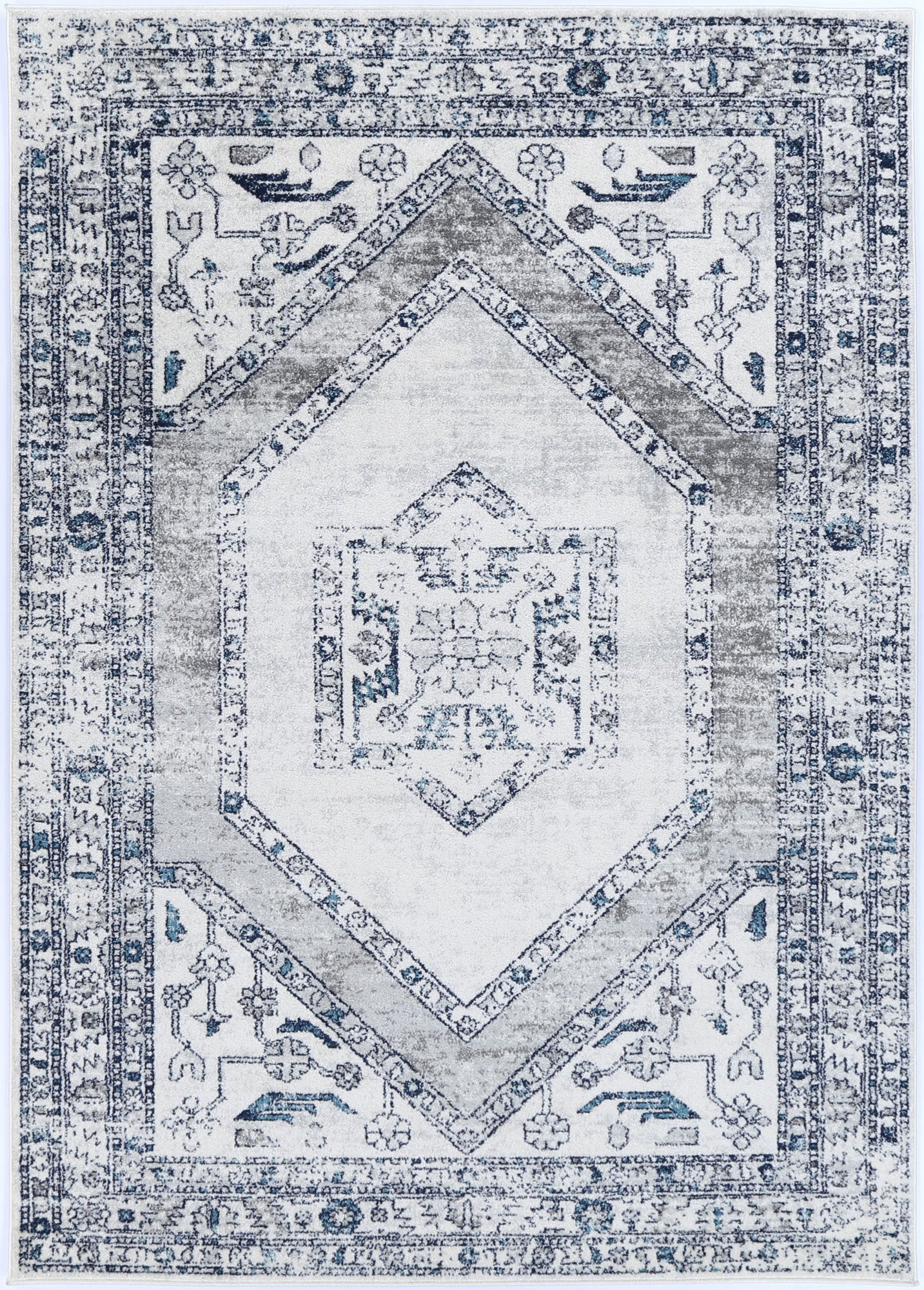 Hot Sale! Navy and Cream Ancient-Style Ligures Machine-Made Rug for Any Room