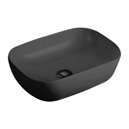 Hot Sale! POSEIDON Rectangle Matte Black Ceramic Above-Counter Basin (465x375x120)