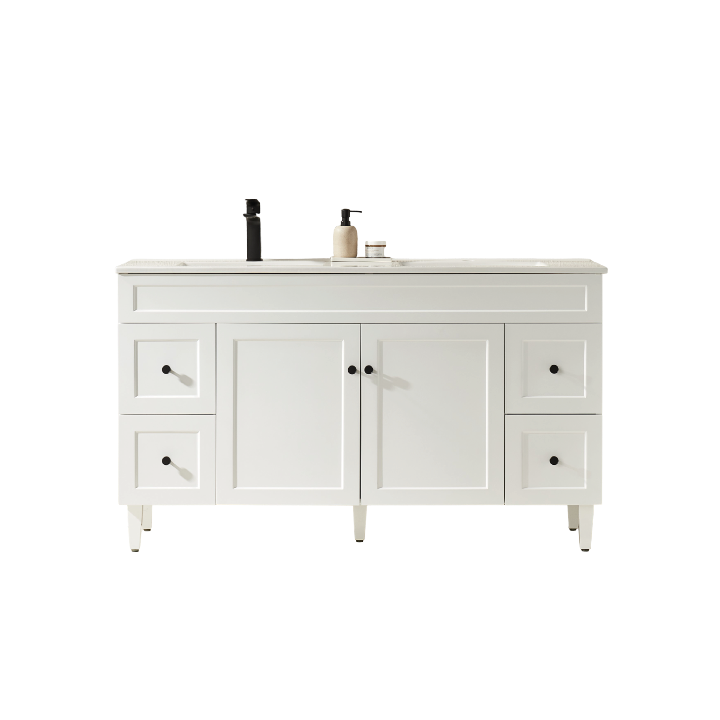 Hot Sale! 1500mm Harrington Floor PVC Vanity (Single/Double Bowl, Matte White)
