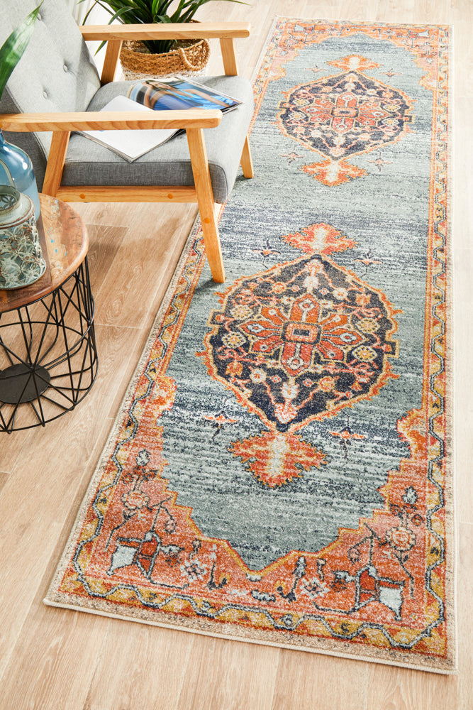 Premium Legacy 862 Multi - colored Rust Runner Rug with Dual Floral Medallions