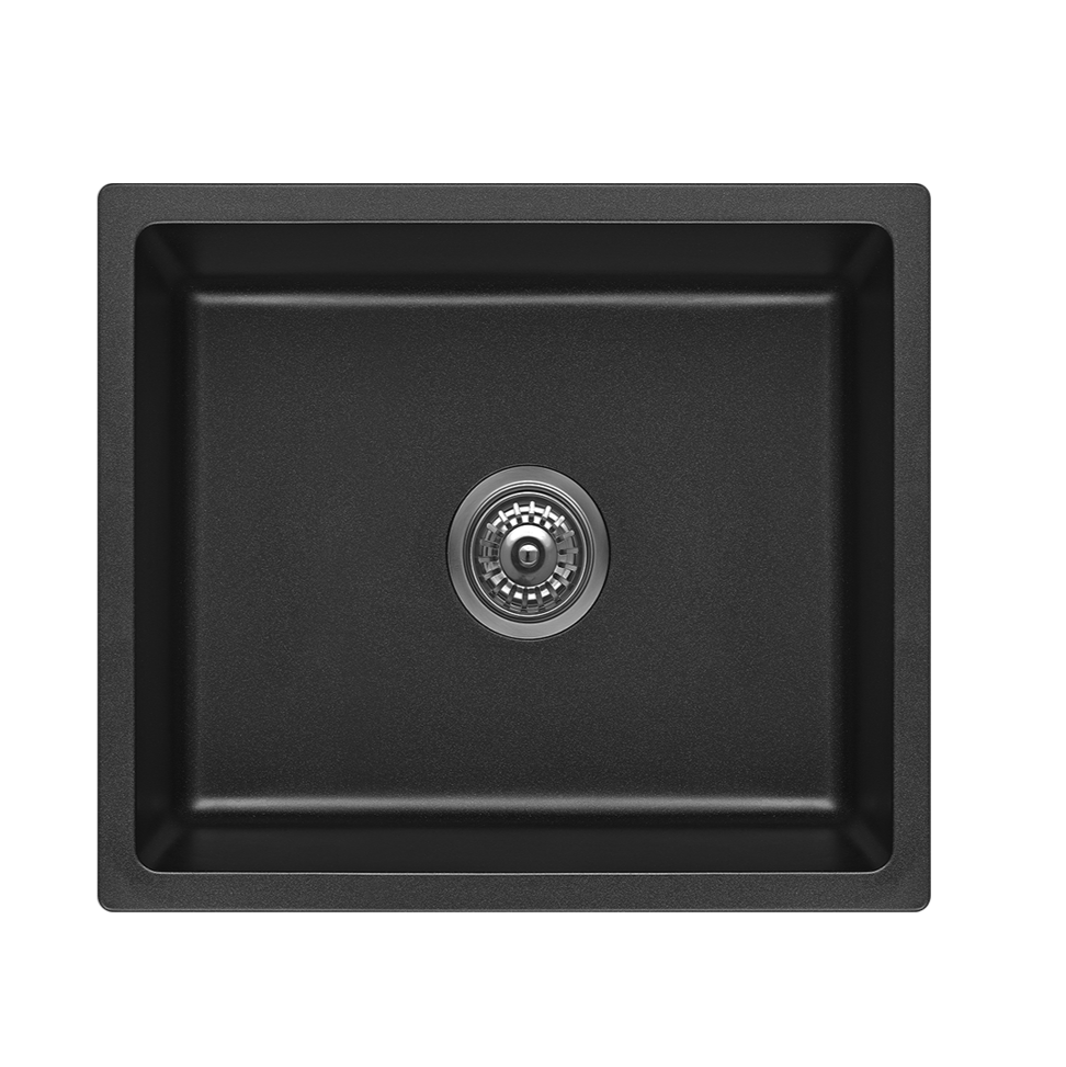 Fomos 550 x 450mm Black Granite Kitchen Sink - Stylish and Durable