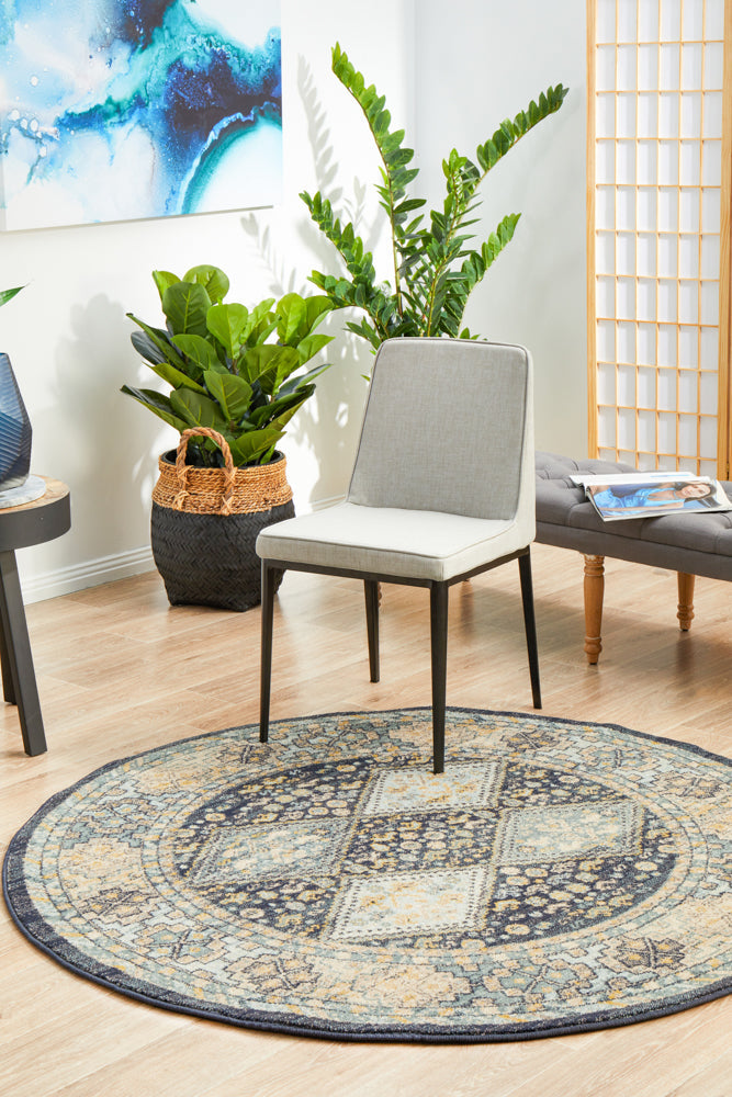 Exclusive Legacy 857 Navy Round Polypropylene Rug - Machine Woven in Turkey