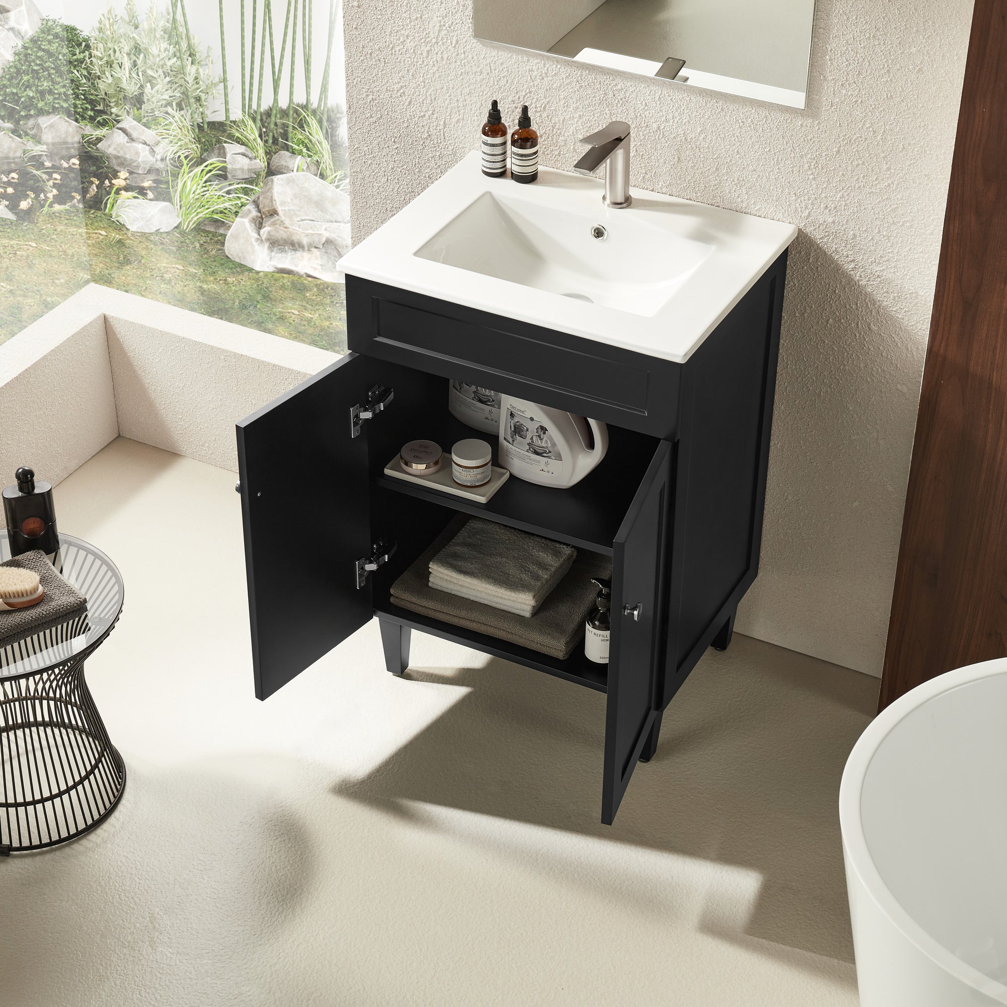 Hot Sale! 600mm Harrington Freestanding PVC Bathroom Vanity in Matte Black